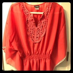 Magenta laced blouse